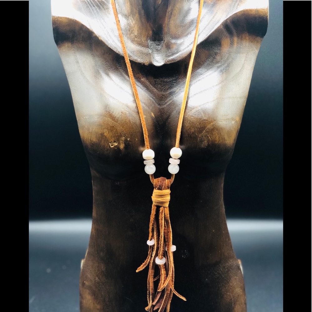 Handmade Luxury Boho Leather Beaded Necklace